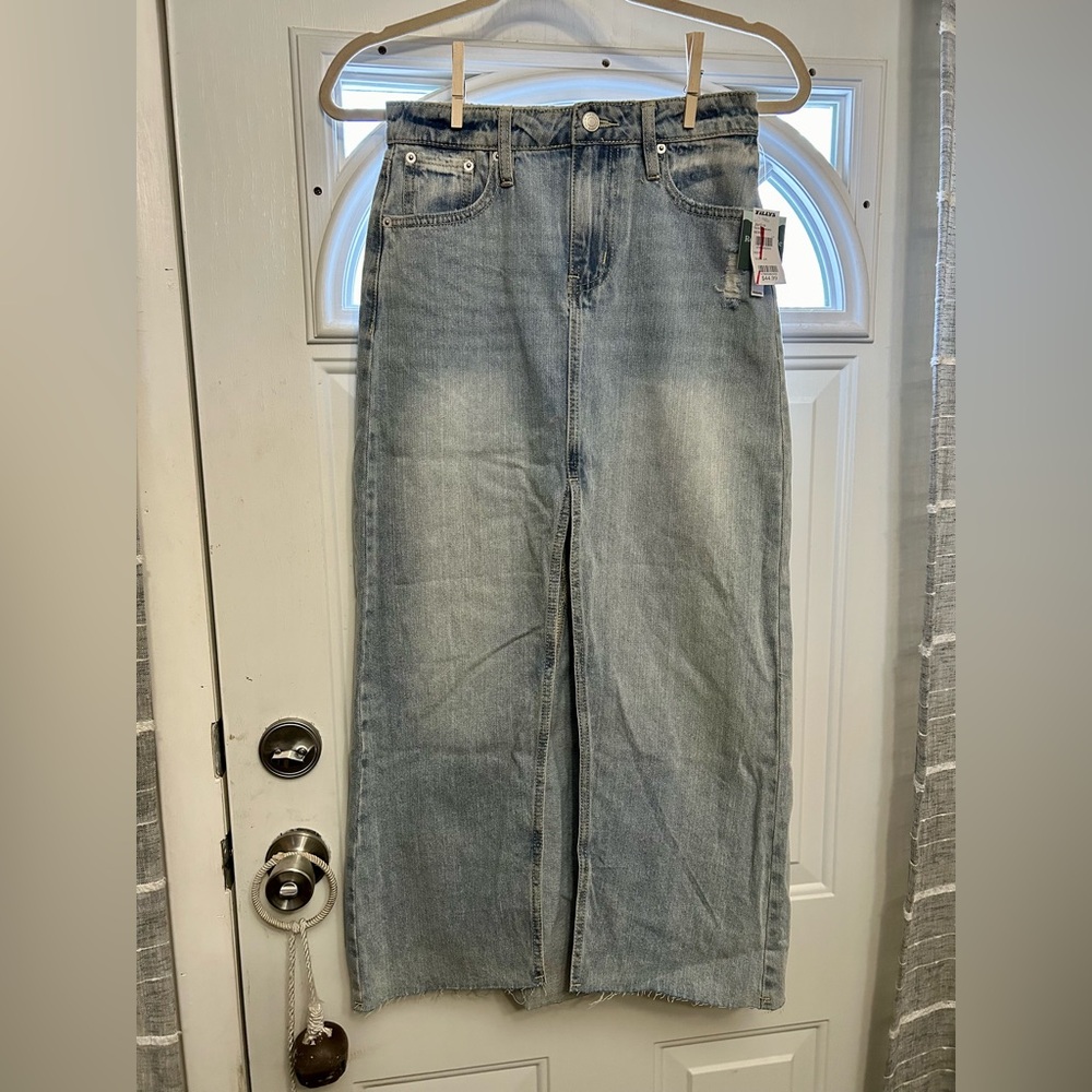 NWT RSQ Low Rise Denim Maxi Skirt Size 24 Medium Wash